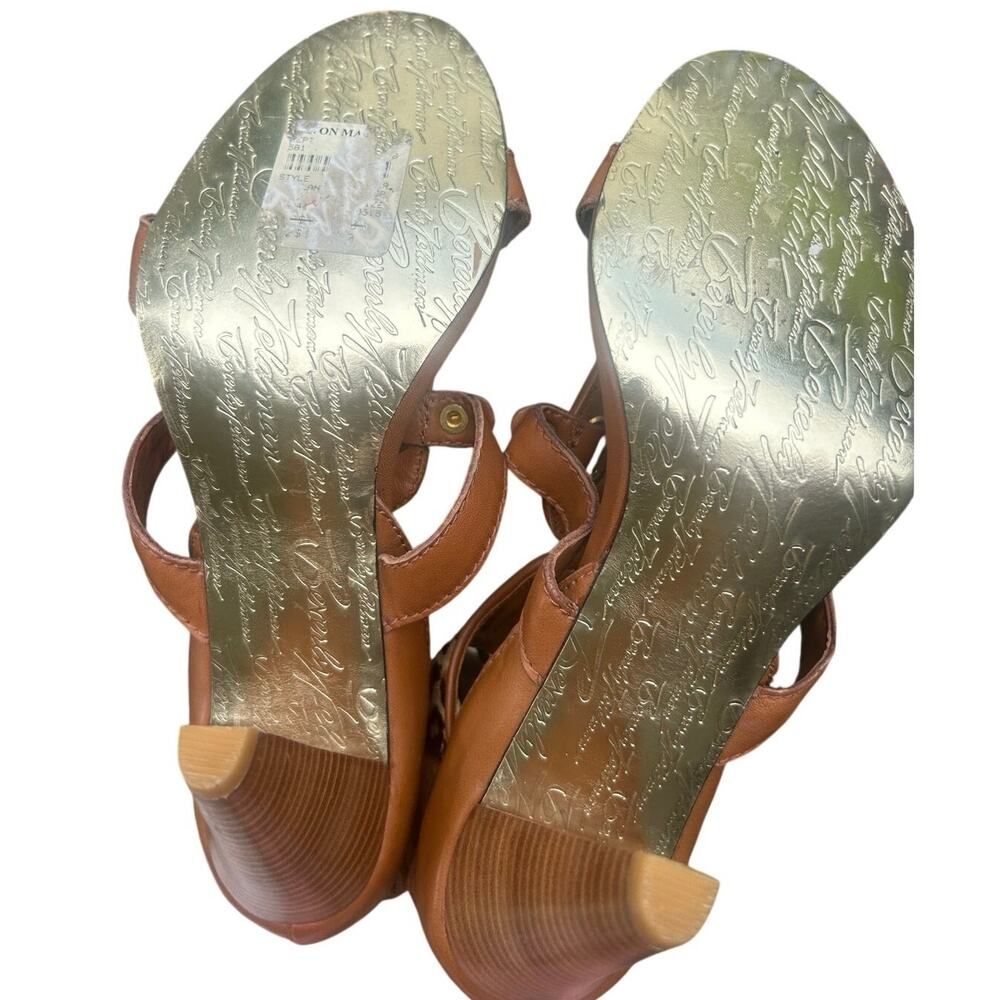 Beverly Feldman Leopard Calf Hair Strappy Heels Brown Gold Y2K Size 8.5M - Picture 9 of 9